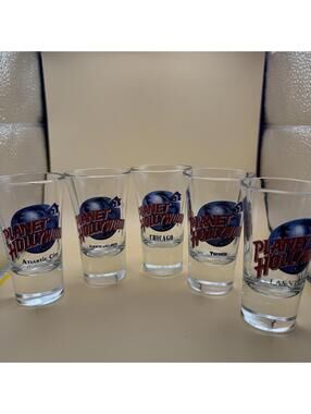 Planet Hollywood Shot Glass, 5 Set, Vegas, Toronto, Chicago, PV, Atlantic City
